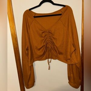 Pumpkin Coloured Crop Top with Cinched Detail